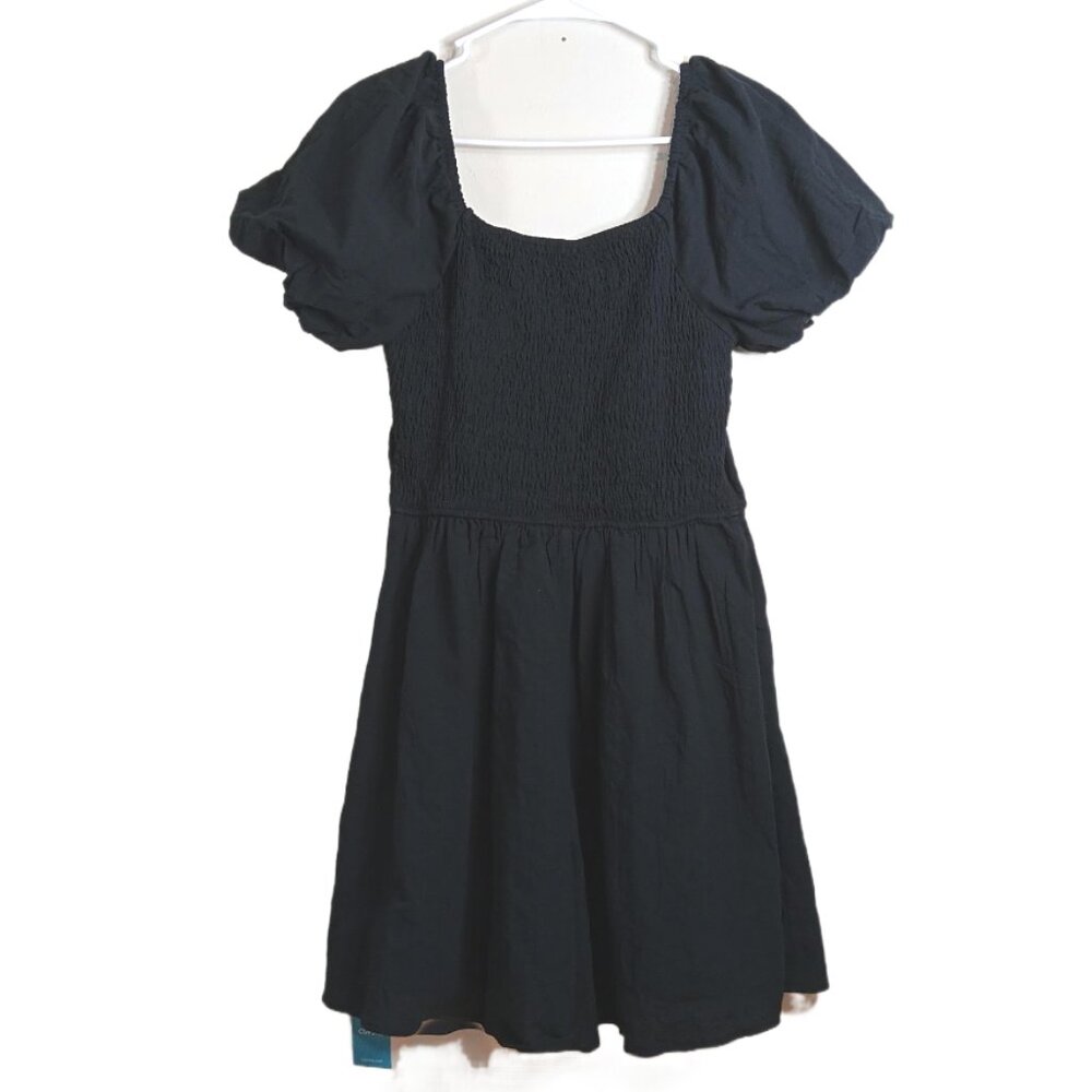CUPSHE Smocked Romper Women’s S Black 100% Cotton Puff Sleeve Retro 90s Y2K New